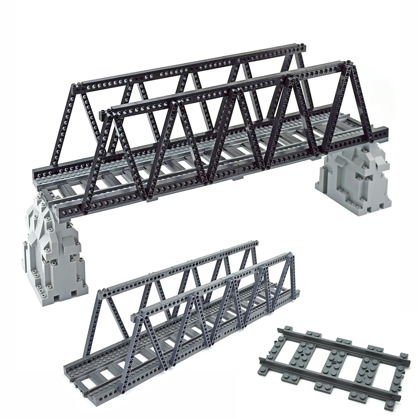 City Train Track Rail double layer Track Model Bricks straight curved soft Flexible Switch Uphill Railway Building Blocks kids