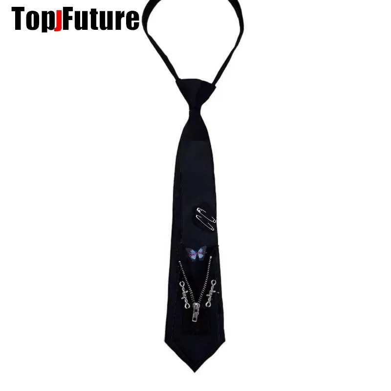Women Men Gothic Punk Pre-Tied Y2K Girl Boys Ties Japanese Style Shirt School Student Uniform Necktie Accessories Wholesale