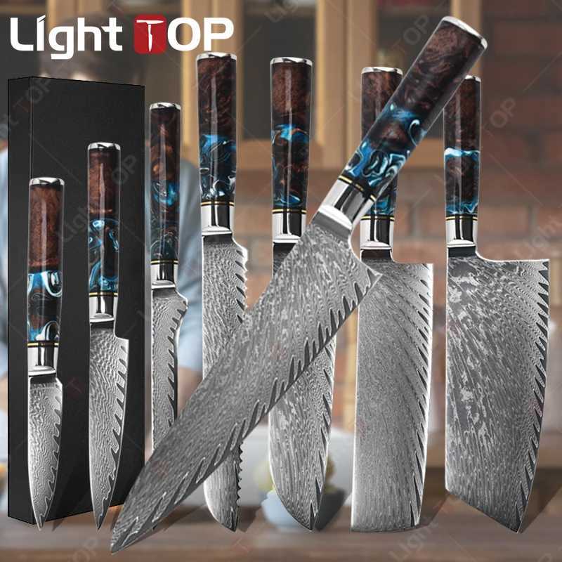 Professional Chef Knife Set Damascus Steel Chopper Universal Kitchen Knife Bread Slicer X241102