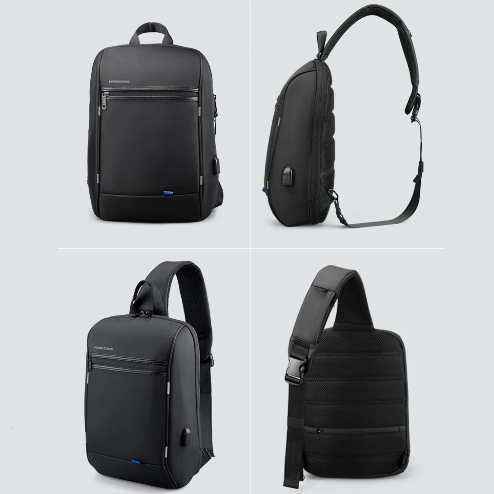 Kingsons anti-theft waterproof single shoulder mens laptop backpack 14/13.3 inches with USB charging port and TSA customized lock 241031