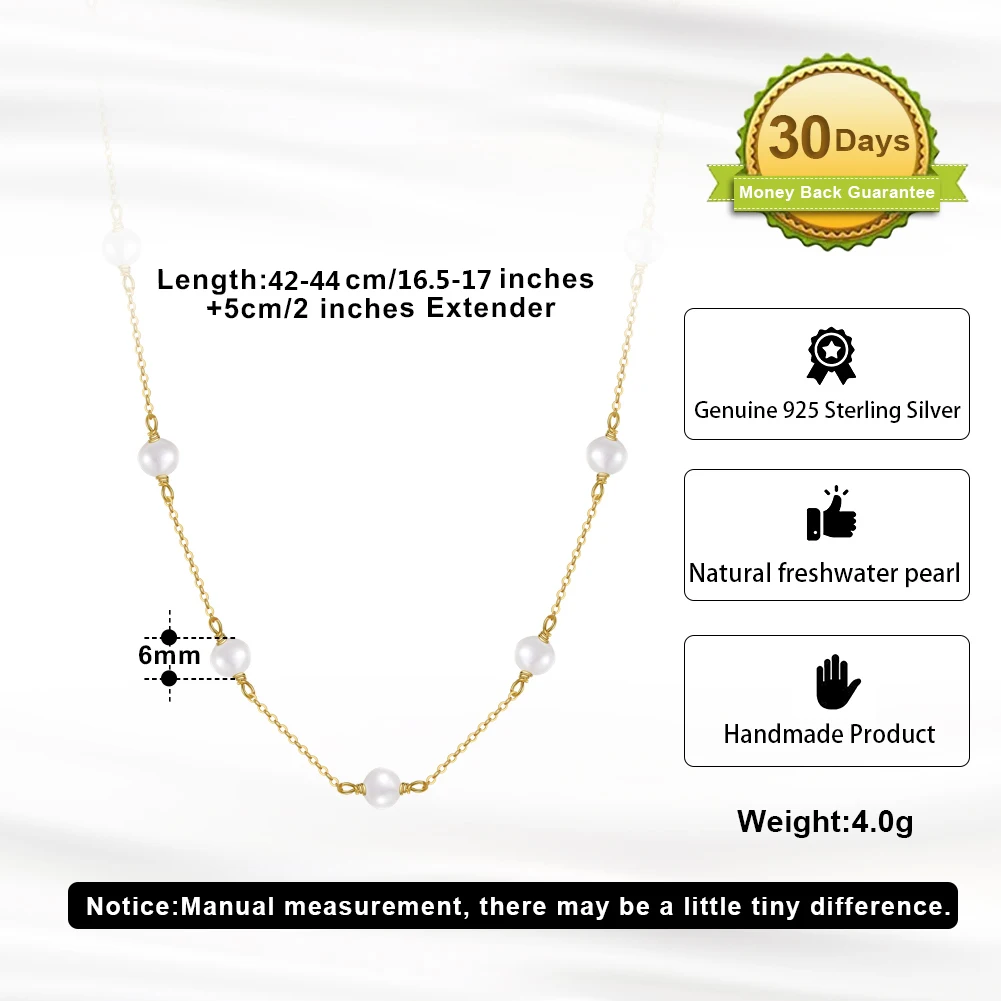 ORSA JEWELS 925 Sterling Silver Natural Baroque Pearl Choker Necklaces for Women Handmade 14K Gold Chain Necklace Jewelry GPN19