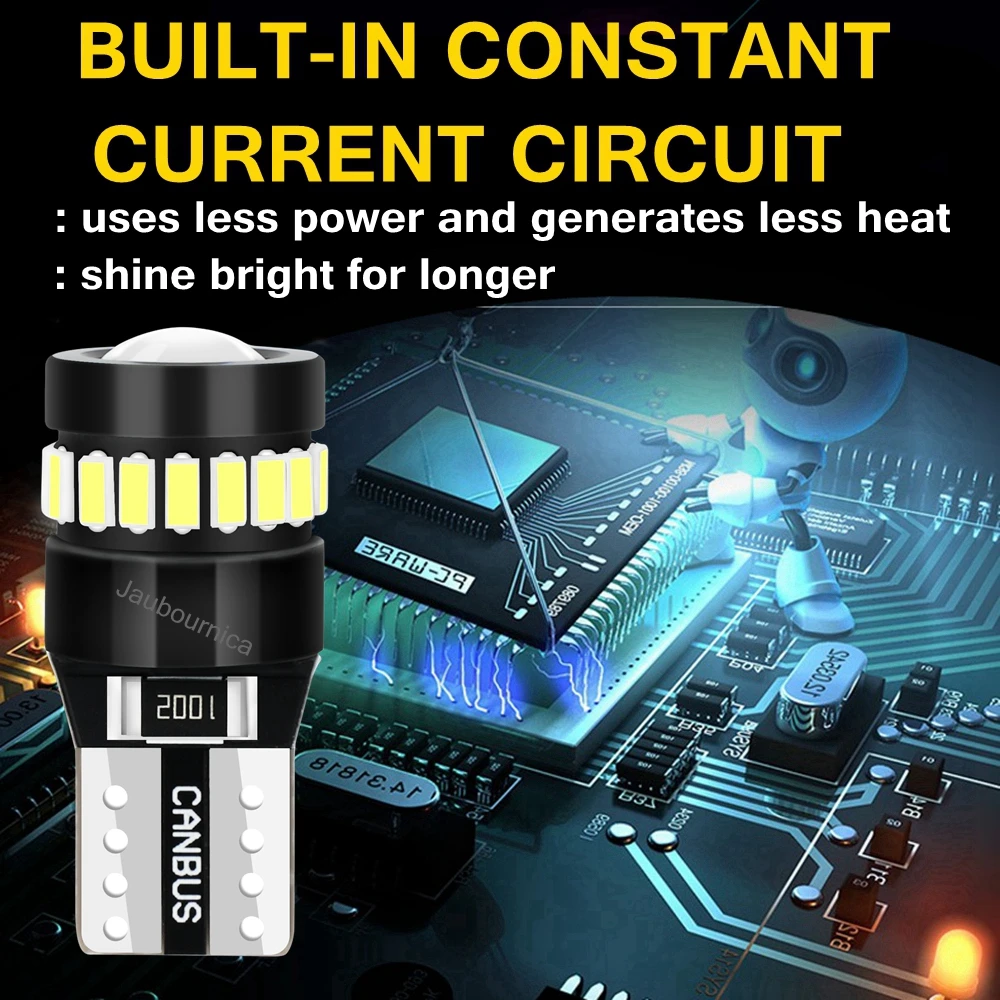 2PCS T10 W5W WY5W LED Super Bright Car Parking Light Canbus Auto Interior Dome Reading Lamp Turn Side Bulbs White Red Yellow 12V