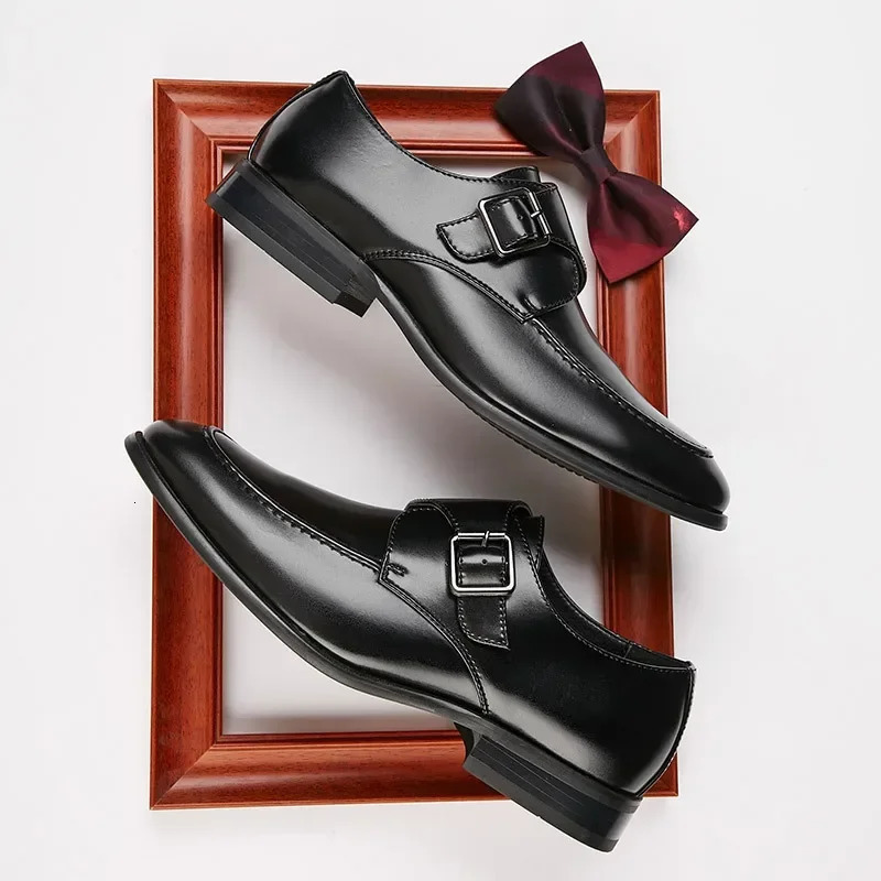 Fashionable classic business single button shoes for mens s formal dresses leather shoes for mens monks with shoes 241031
