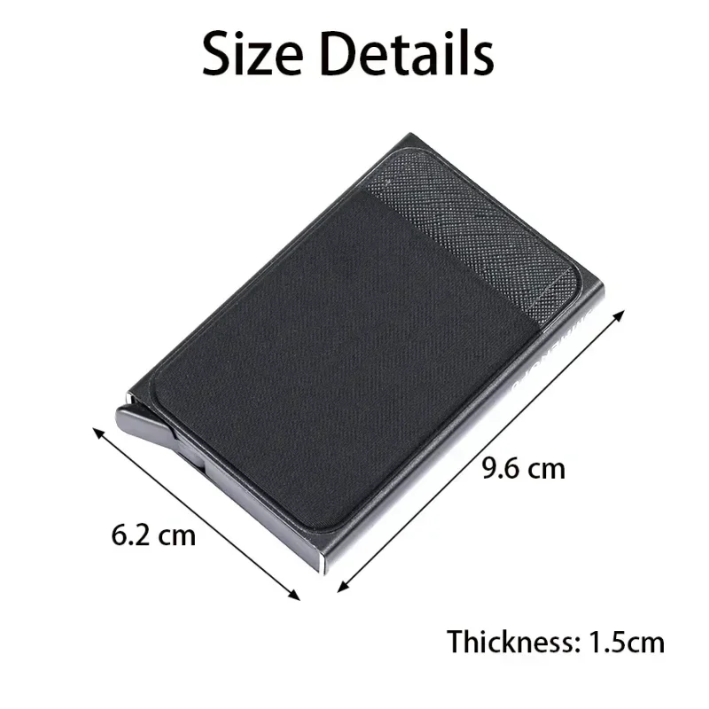 Slim with Aluminum Wallet Elasticity Back Pouch ID Credit Card Holder Mini RFID Wallet Automatic Pop Up Bank Card Case Men Purse smile