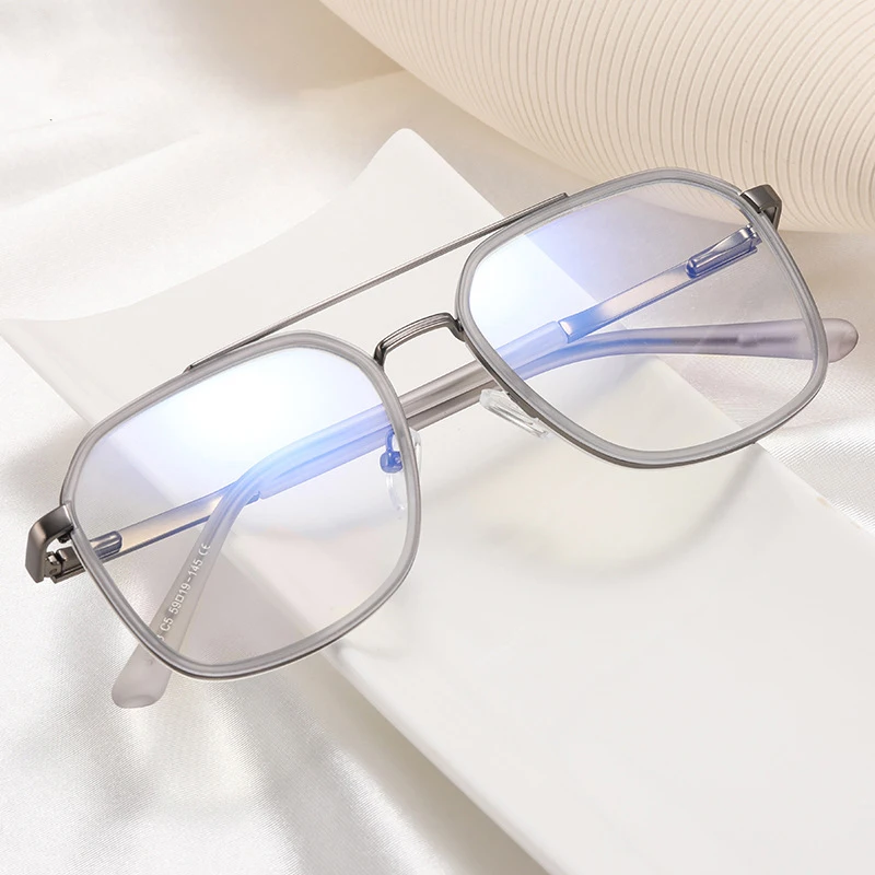 Retro Square Metal Big Frame Eyewear +1.75 Men Reading Glasses Stylish Designer Double Bridge Anti Blue Light Hyperopia Glasses