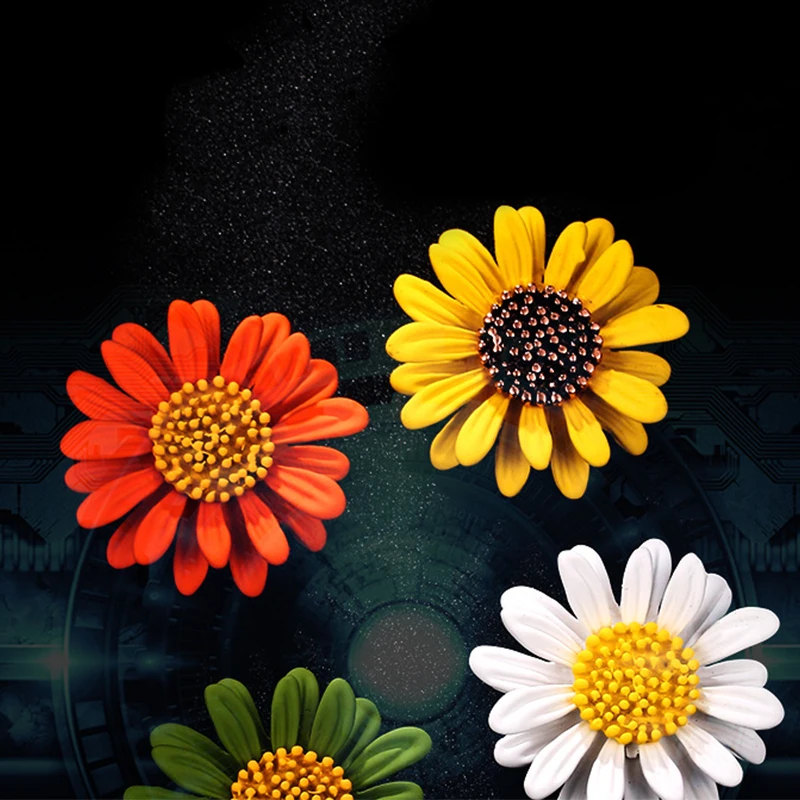 1PC Enamel Creative Daisy Brooch Pin Coat Girl Insect Flower Sunflower Rhinestone Pin Accessor Brooches Holiday Gift Jewelry