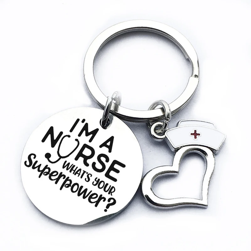 I'm a Nurse Pendant Keychain Hospital Nurse Day Keyring Gift Women Bag Charm Key Ring Holder Jewelry