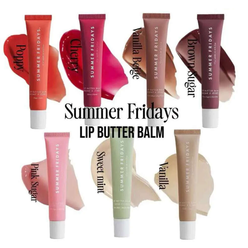 Summer Fridays Lip Summer Butter Balm Moisturizing Smooth Soft Lips Cosmetics Pink Sugar Vanilla Beige Sweet Mint Cherry Birthday Cake Top Quality 15G Makeup