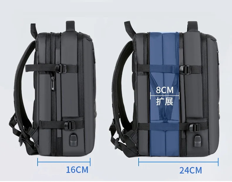 Mens Business Waterproof Multi functional Backpack USB Charging 17 Laptop Bag Expandable Large Capacity Travel Backpack 241031