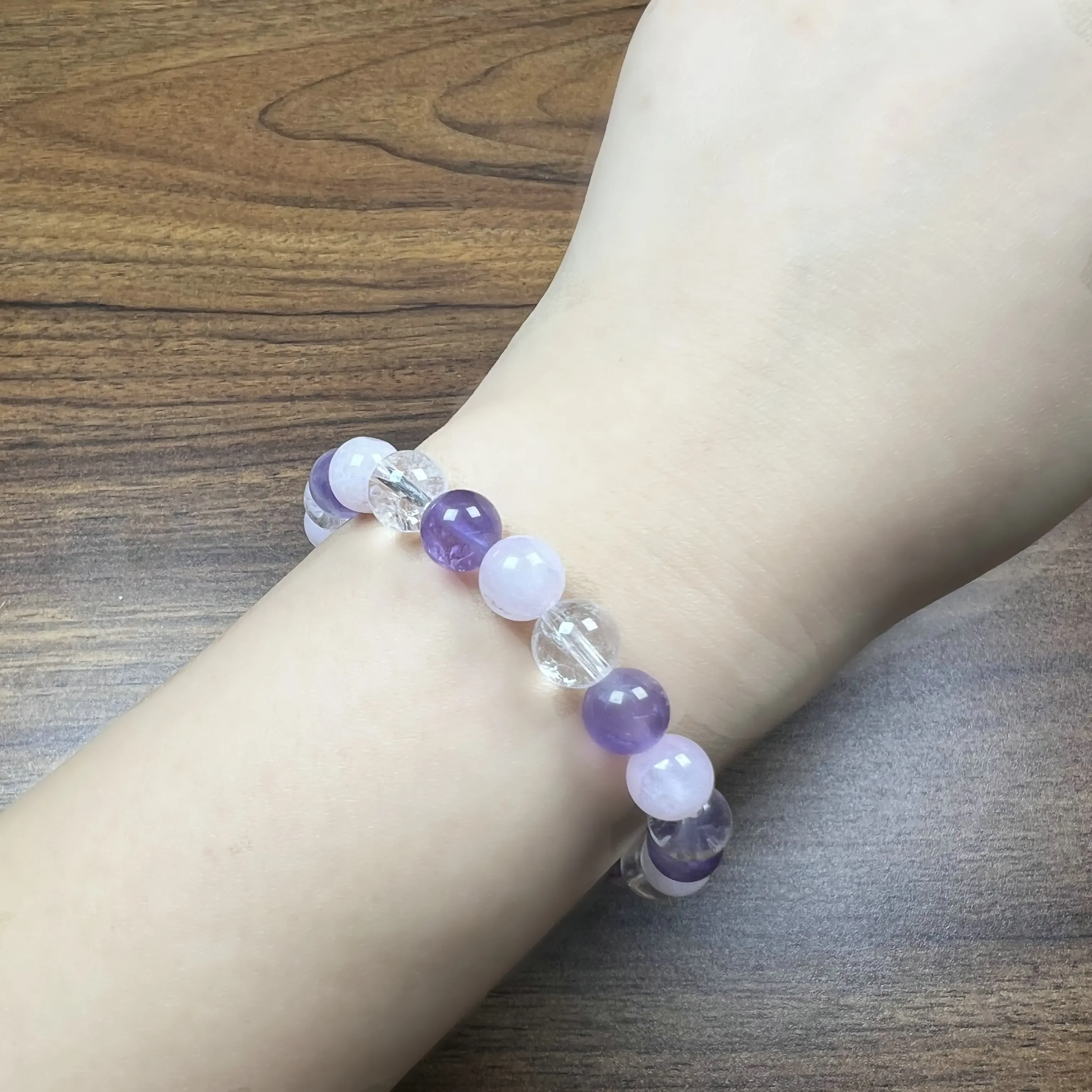 Crystal Healing Bracelet Amethyst Clear Quartz Rose Quartz 8 mm Round Healing Crystals (Stretch Bracelet, Gemstone Bracelet)