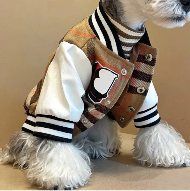 Designer Dog Accessories Outerwears Autumn Spring Baseball Jacket Cat Plush Thickened Warm Coat Teddy Clothing Knitwear