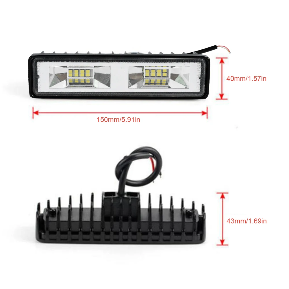 12V Car LED Light Bar 18W 6000K Super Bright Car LED Work Light IP67 Waterproof Flood Spot Light White Off Road Head Lights 2024