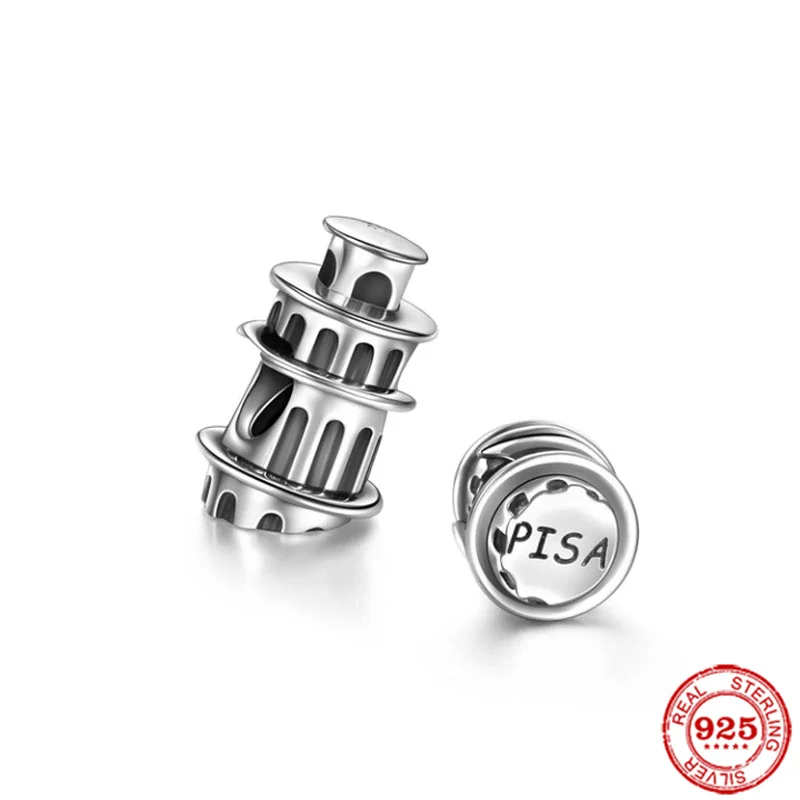 New925 Sterling Silver I Love Puppy Pink Heart Stone Four Leaf Grass Baguette DIY fine beads Charm Fit Original Bracelet