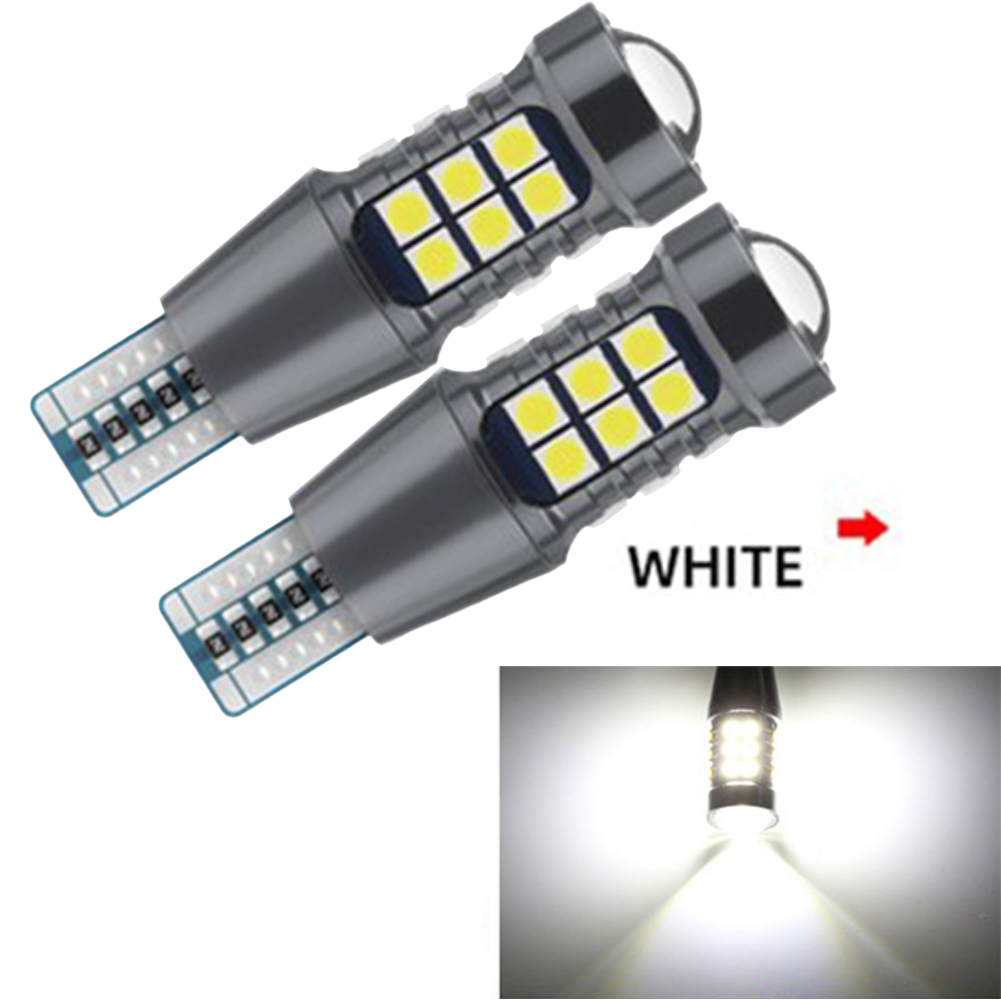 2Pcs T15 LED Reversing Light Turn Signal Brake High Beam Light W16W Decode Canbus White Light 3030 27smd LED Light Retrofit 12V
