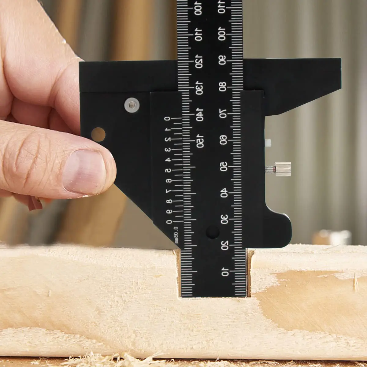 Woodworking Scriber, T Shaped Woodworking Multifunctional Ruler, Aluminum Alloy Marking Measuring Gauge - Metric