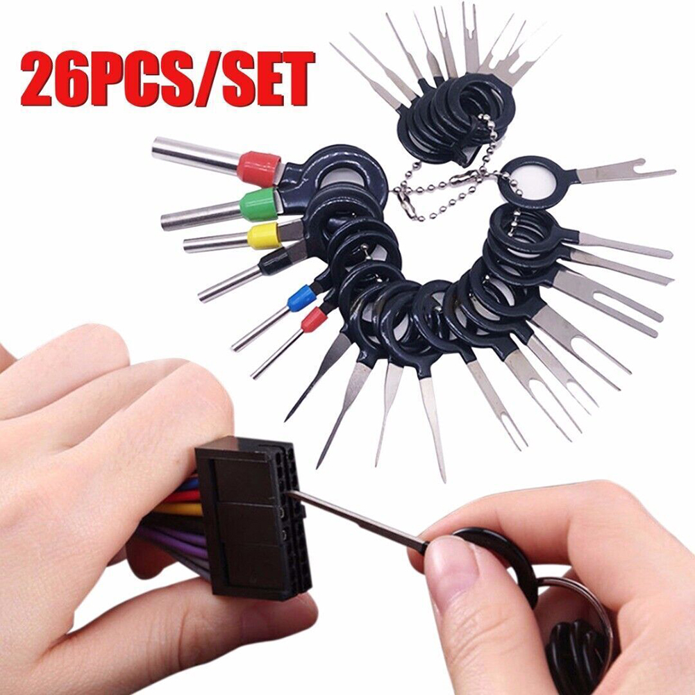 26pcs Car Plug Terminal Removal Tool Electrical Wire Crimp Split Connectors Pin Extractor Kit Keys For Car Repair Take Out Pins