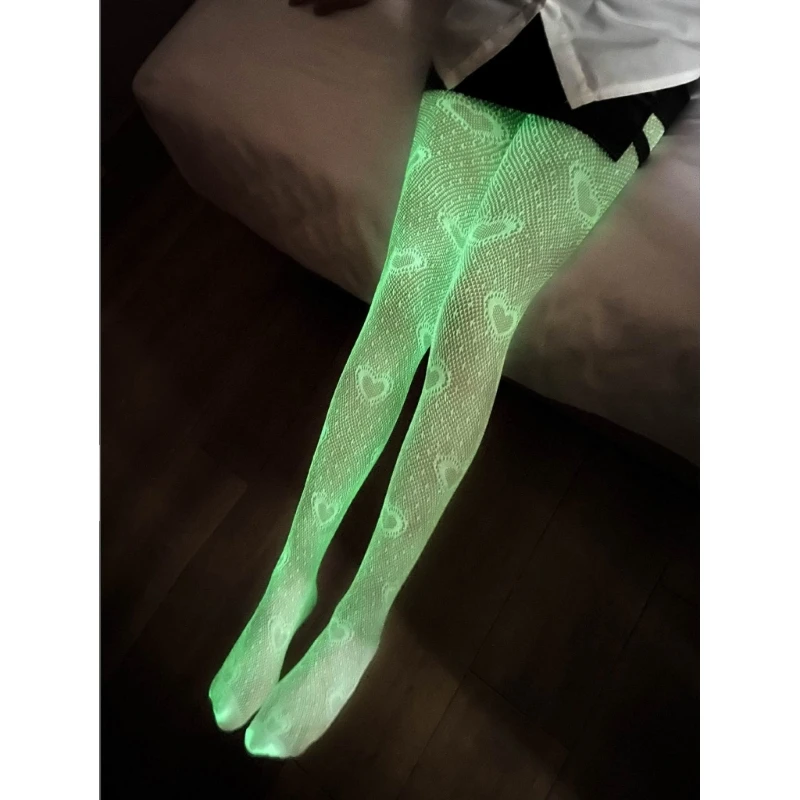Sexy Socks Ladies Sexy Fishnet Stockings Glow in the Dark Luminous Glowing Fishnet Socks z241106