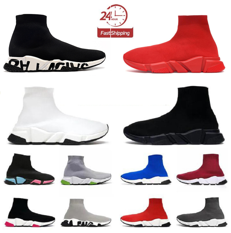 Socks Shoes designber men women casual shoe Slip-On Triple White Black Pink Graffiti speeds shoe trainer runners runner Sneakers Lace-up 1.0 Knit Platform Shoe 36-45