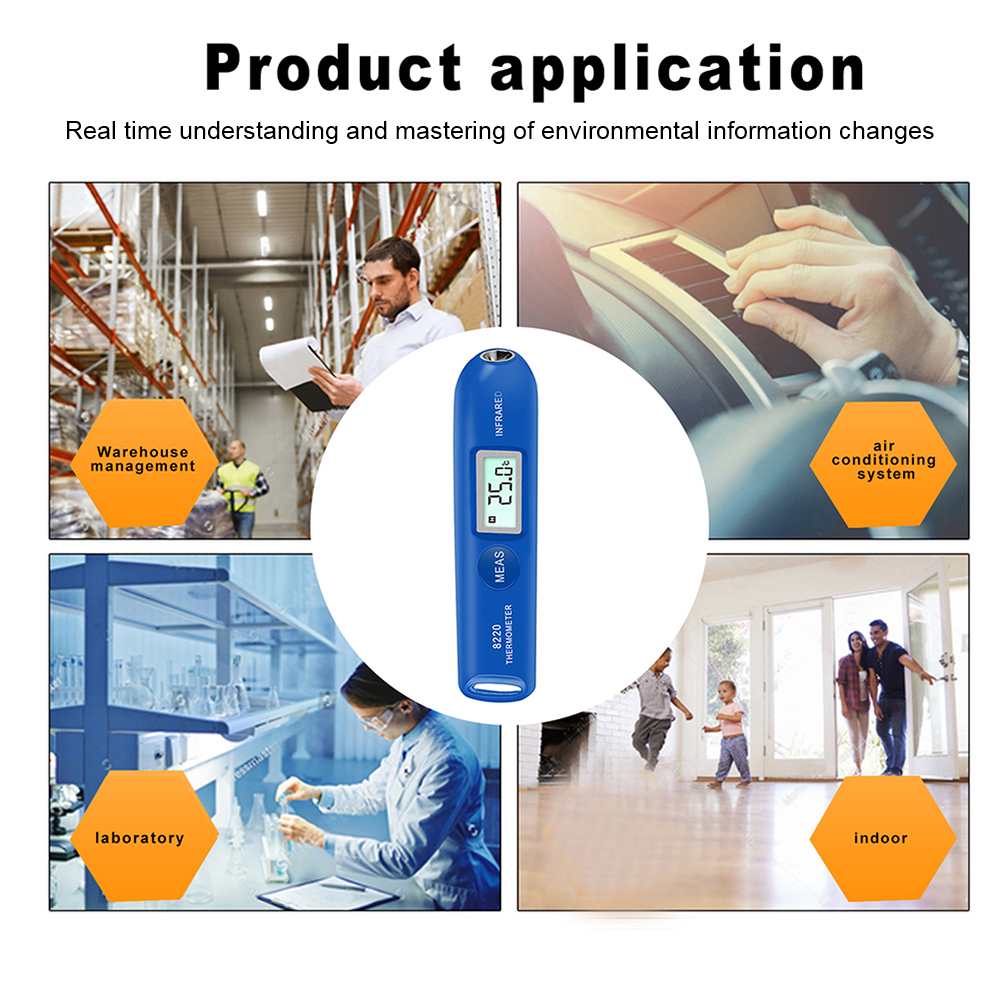 8220 Industrial Pyrometer Mini Digital Infrared Thermometer For Kitchen BBQ Frying Cooking IR Laser Temp Non-Contact -50~220°C