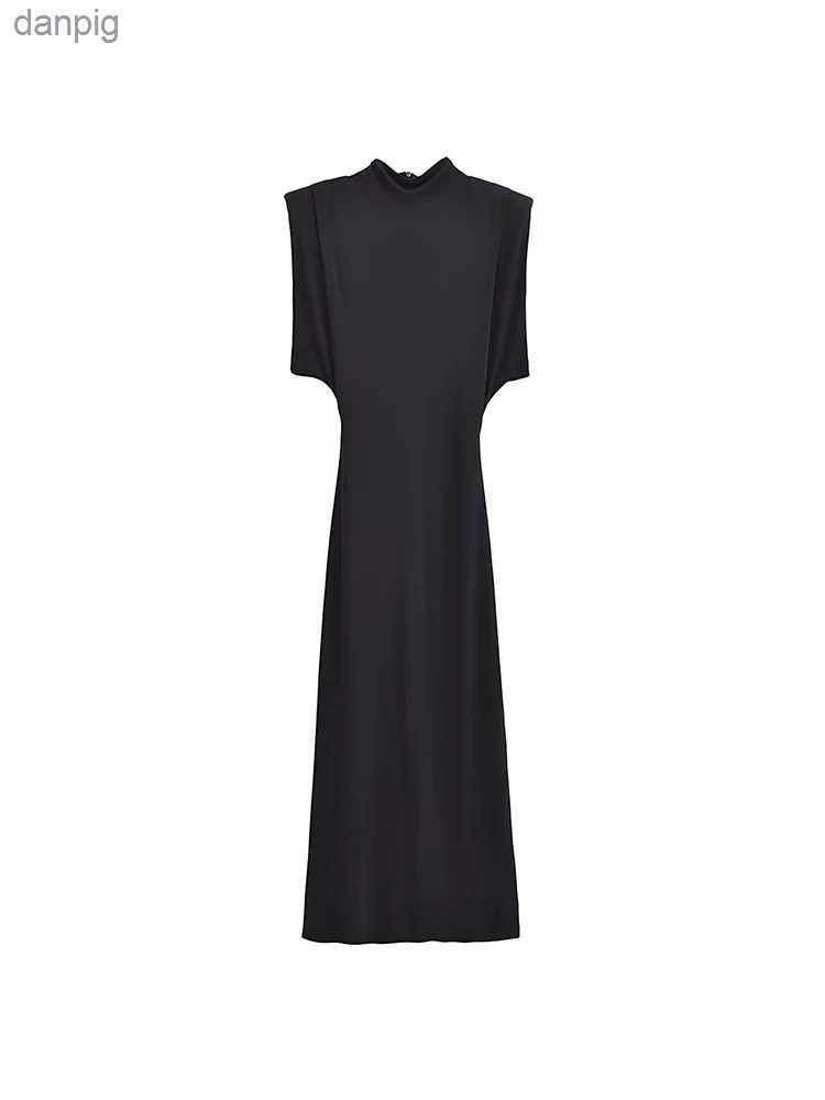 Urban Sexy Dresses TRAF womens long dress Sleve Midi dress with shoulder pads autumn 2023 Bodycon dress elegant party dress for women Y240402