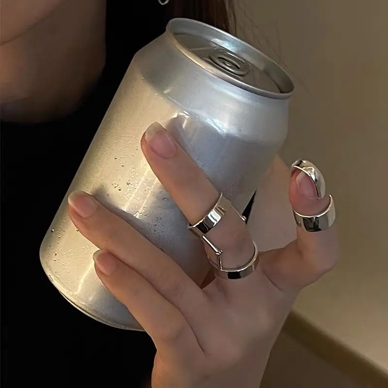 FFLACELL 2022 New Simple Vintage Geometric Bendable Metal Two Tone Ring Women Girls Party Jewelry Gift
