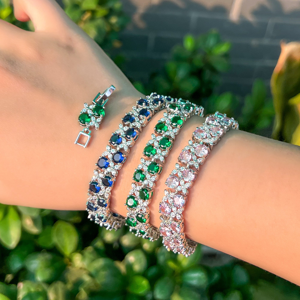 2025 Choucong Wedding Bracelets Handmade Tennis Sparkling Luxury Jewelry 18K White Gold Fill Multi Color 5A Zircon CZ Diamond Elegant Women Fashion Wi