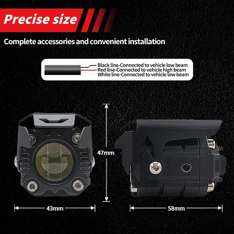 2pcs Motorcycle Spotlight Headlight LED Lens Hi/Low Beam Driving Spot Fog Lights Auxiliary light For Motorbike Off-road