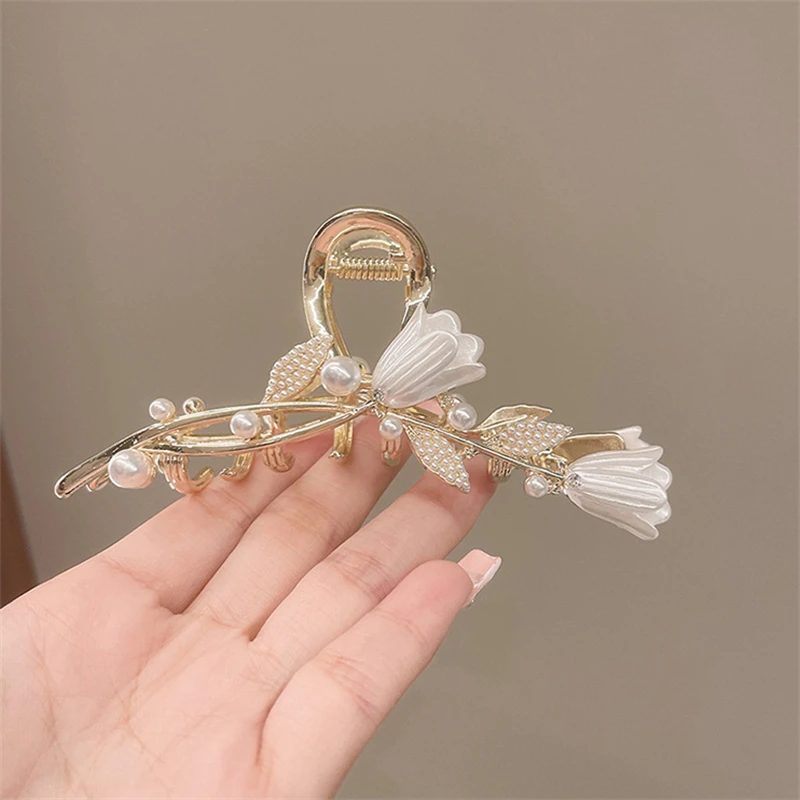 Korea's New Tulip Flower Catch Clip Hair Claw Female Ponytail Shark Clip Girl Retro Hair Accessories Hair Accessories 2022 New