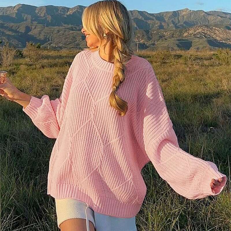 Best friend's sweater knitted top T-shirt, women's designer clothing brand, solid color pullover knitted sweater, fashionable loose casual s