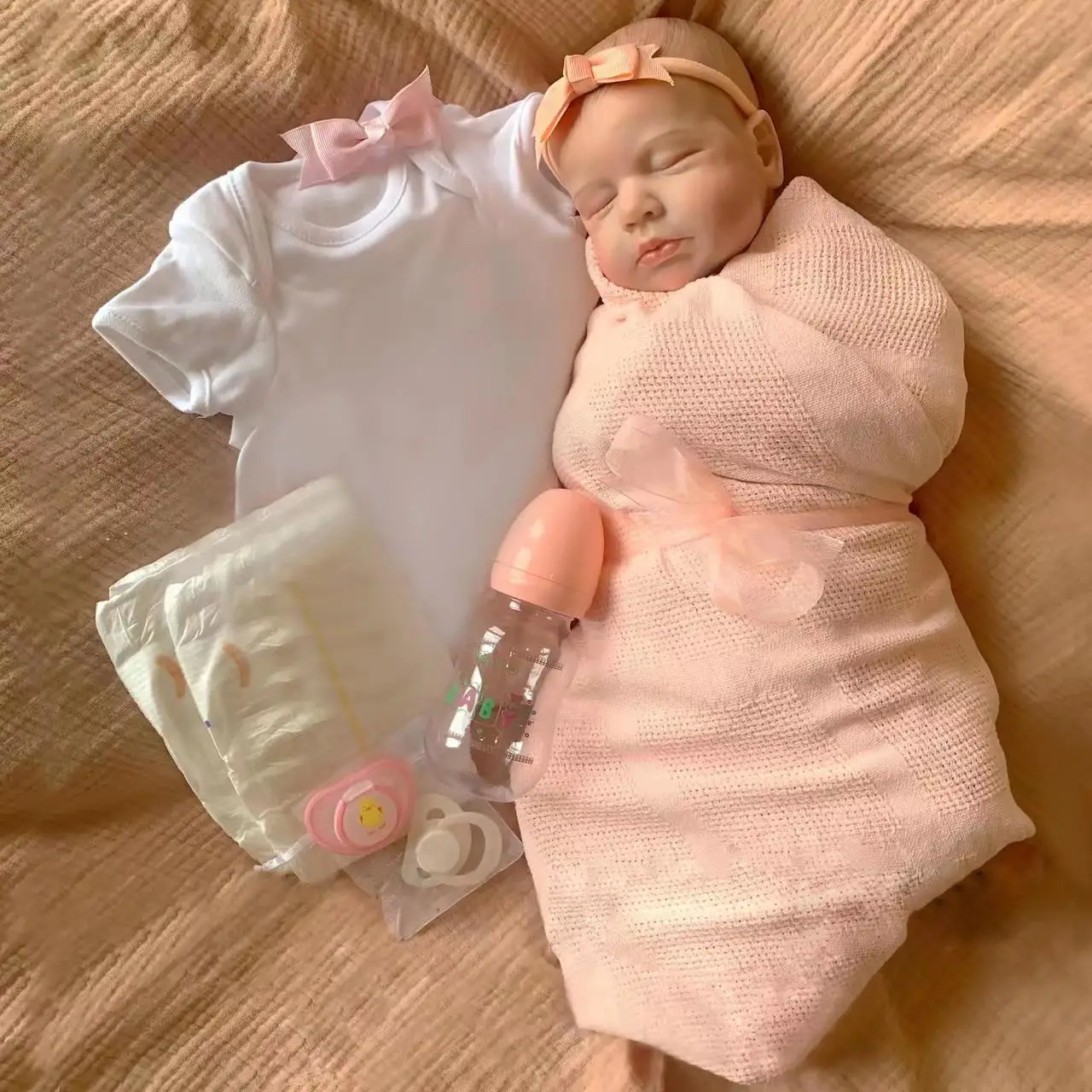 19Inch LouLou Bebe Reborn Handmade Lifelike Realistic Reborn Dolls With Soft Real Touch Feeling for Children's Gift