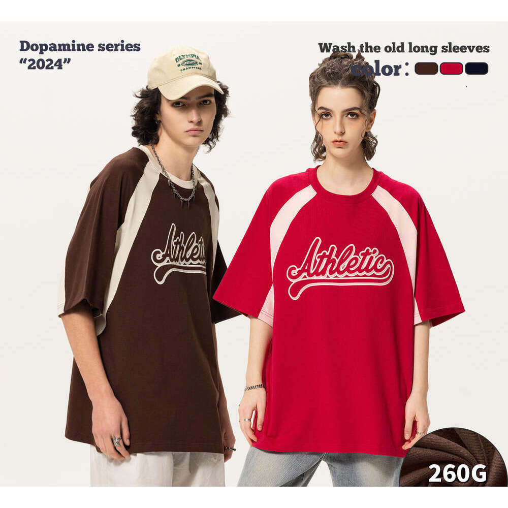 Dongdu West Coast Short Sleeved INS Trendy Brand High Street Racing Contrast Printed Men's T-shirt