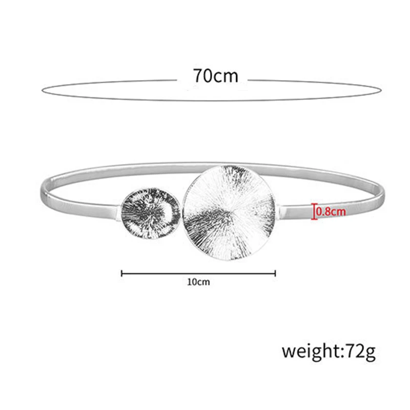 Asymmetric Double Round Buckle Waist Chain For Women Lady Elastic Skinny Adjustable Waistband Gold Sliver Decorative Thin Straps