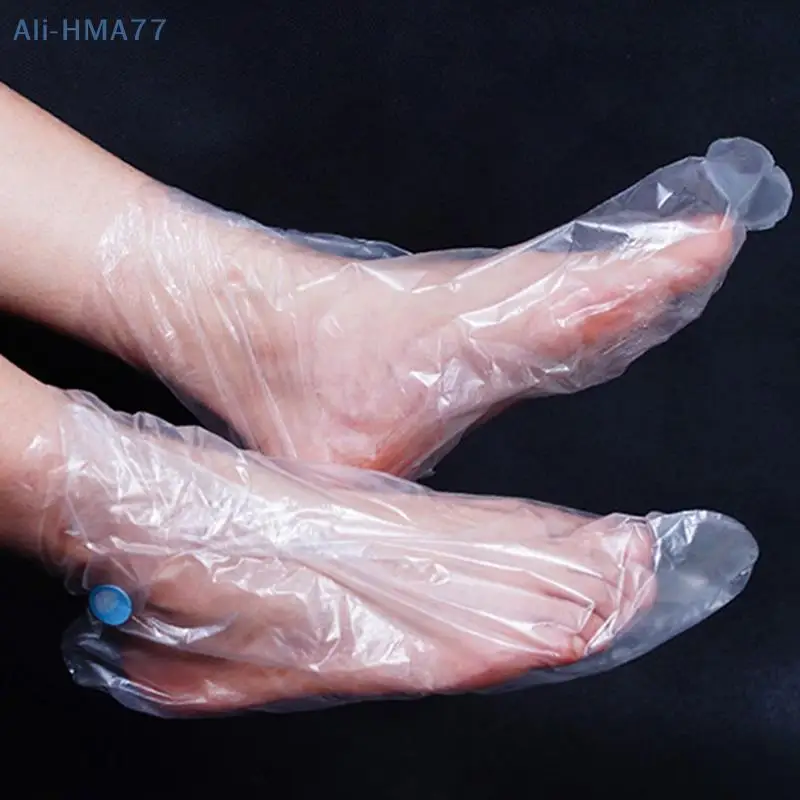 100Pcs Disposable PE Empty Gloves Foot Covers Transparent Shoes Cover Paraffin Bath Exfoliating & Hand Mask Therapy Bags
