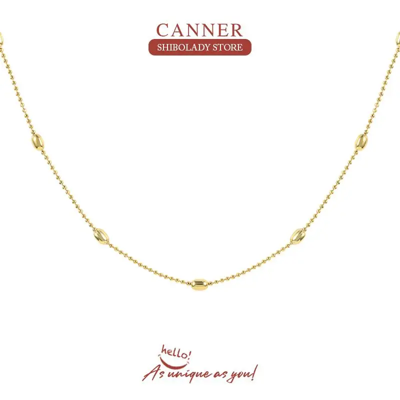 CANNER Mini Geometry Necklace For Women 925 Sterling Silver Long Chain Wedding Jewels Luxury Rock Punk Ball Gold 18K Original