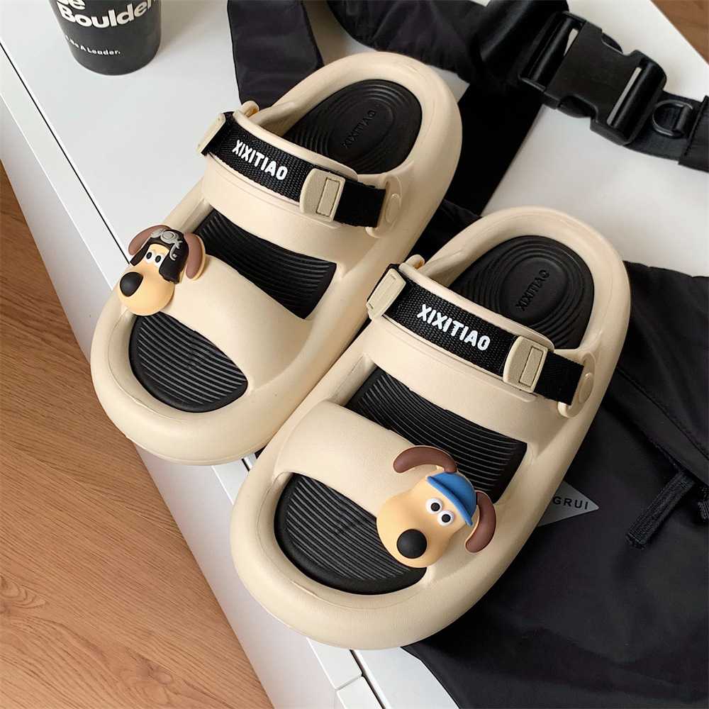 2024 New Slippers for Women Summer Shoes Fun Cute puppy dog slippers Indoor Street Sandals for girls Beach shower slide