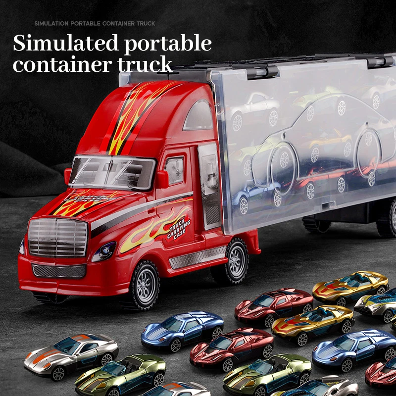 Big Transport Car Container Carrier Big Truck Vehicles Toys With Mini Diecast Cars Model Toys For Children Boys Birthday Gifts