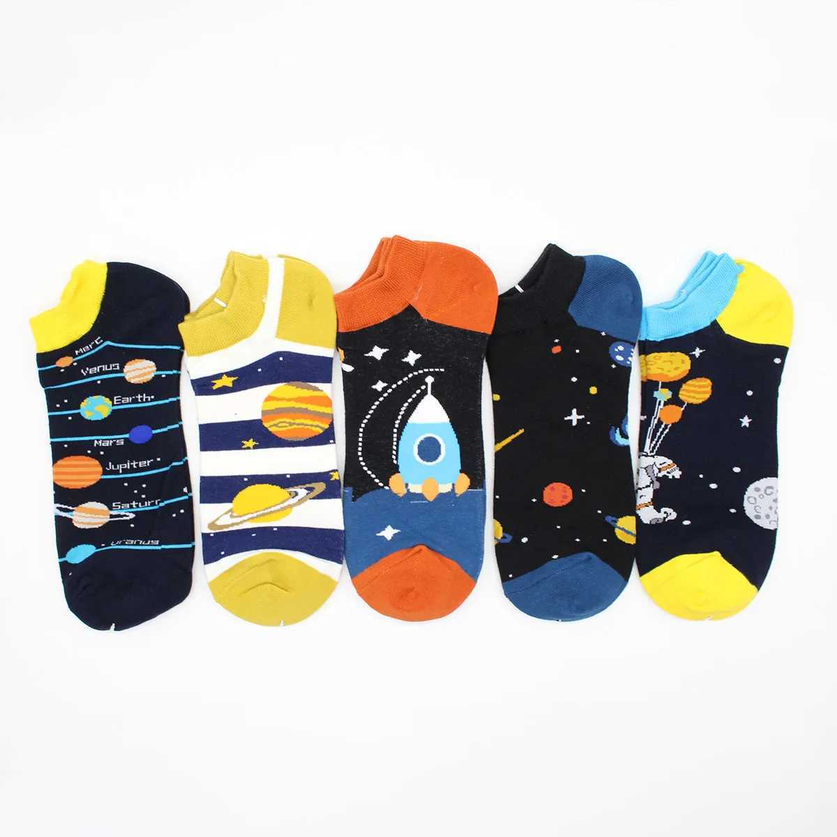 5 Pairs Novelty Fashion Colorful Casual Ankle Short Socks Harajuku Grid Space Cotton Happy Funny Women Men Socks Size EU39-46 X250725