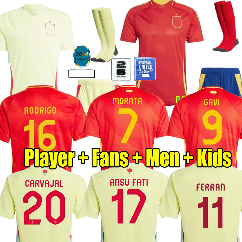 PEDRI 24 25 Spain soccer jerseys 2024 2025 Espana MORATA FERRAN KOKE GAVI AZPILICUETA fans Player football shirts men woman kids kits LLORENTE ANSU FATI CARVAJAL