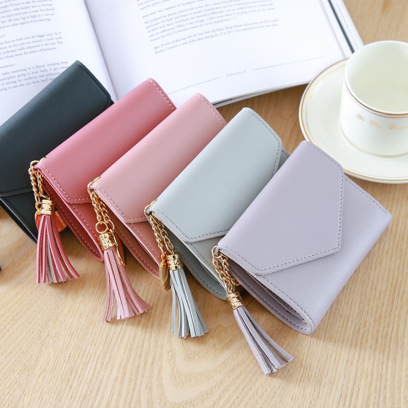 Fashion Short Women Wallets PU Leather Women Luxury Tassels Wallet Hasp Small Wallet Trend Coin Purse Ladies Card Holder Pouch