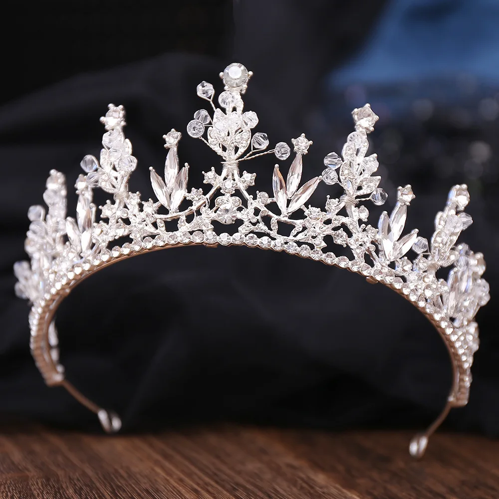 Silver Color Crystal Crowns And Tiaras Baroque Vintage Crown Tiara For Women Bride Pageant Prom Diadem Wedding Hair Accessories