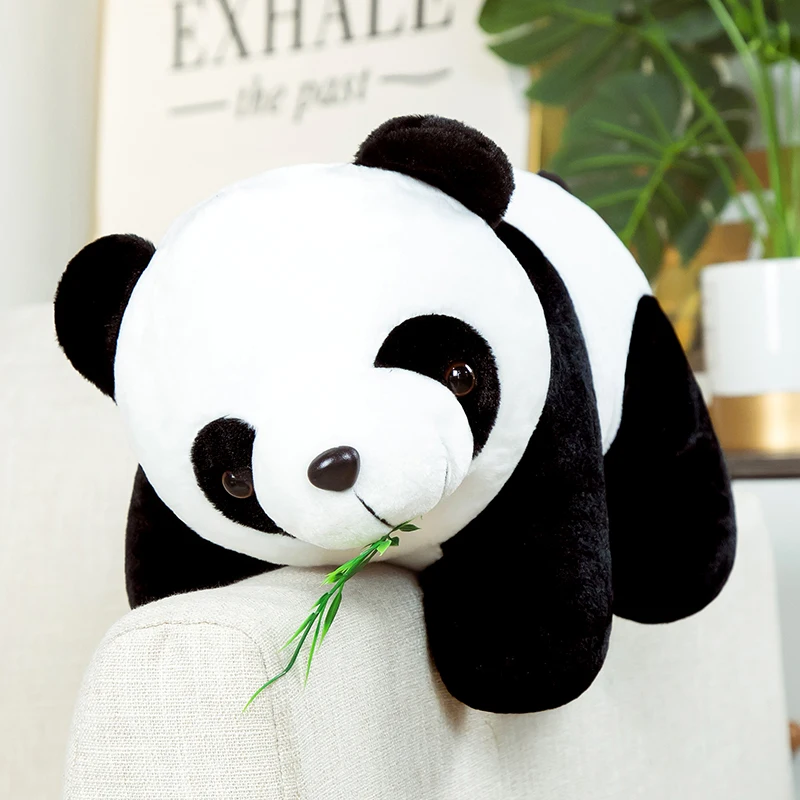 20cm Plush Panda Toys Lovely Pillow Panda with Bamboo Leaves Kawaii Stuffed Soft Toy for Kids Girls Boys Birthday Christmas Gift