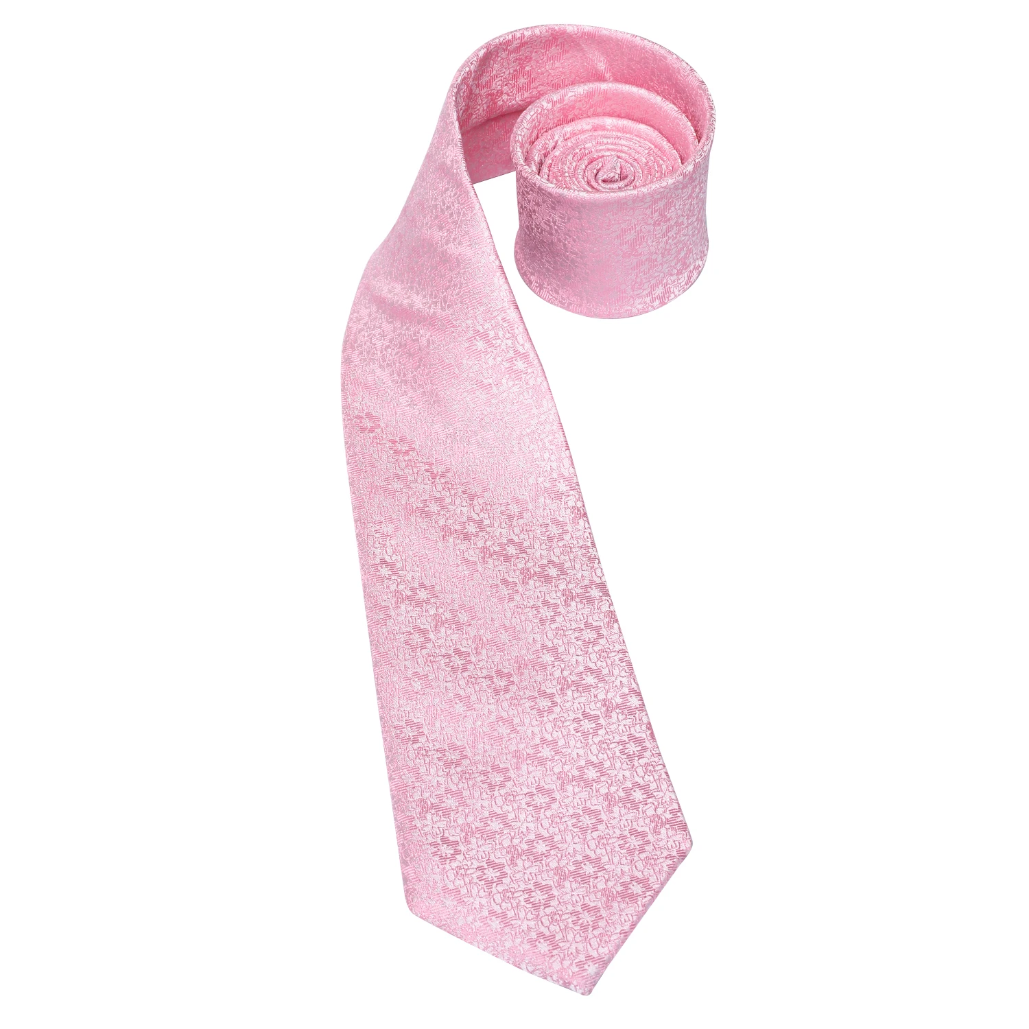 Pink Solid Floral Mens Necktie Luxury 8.5cm Wide Silk Wedding Tie Pocket Square Cufflink Set Brooch Gift For Men Hi-Tie Designer