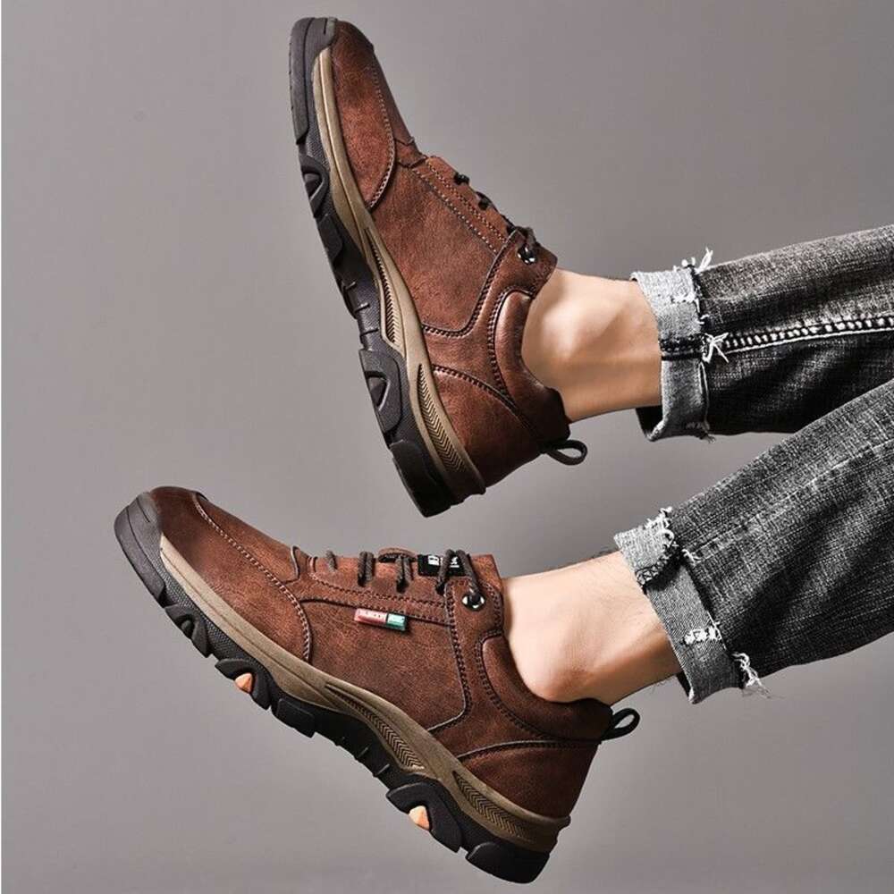 Men's new autumn mountaineering breathable style trendy fashion leather casual sports shoes, and board shoes
