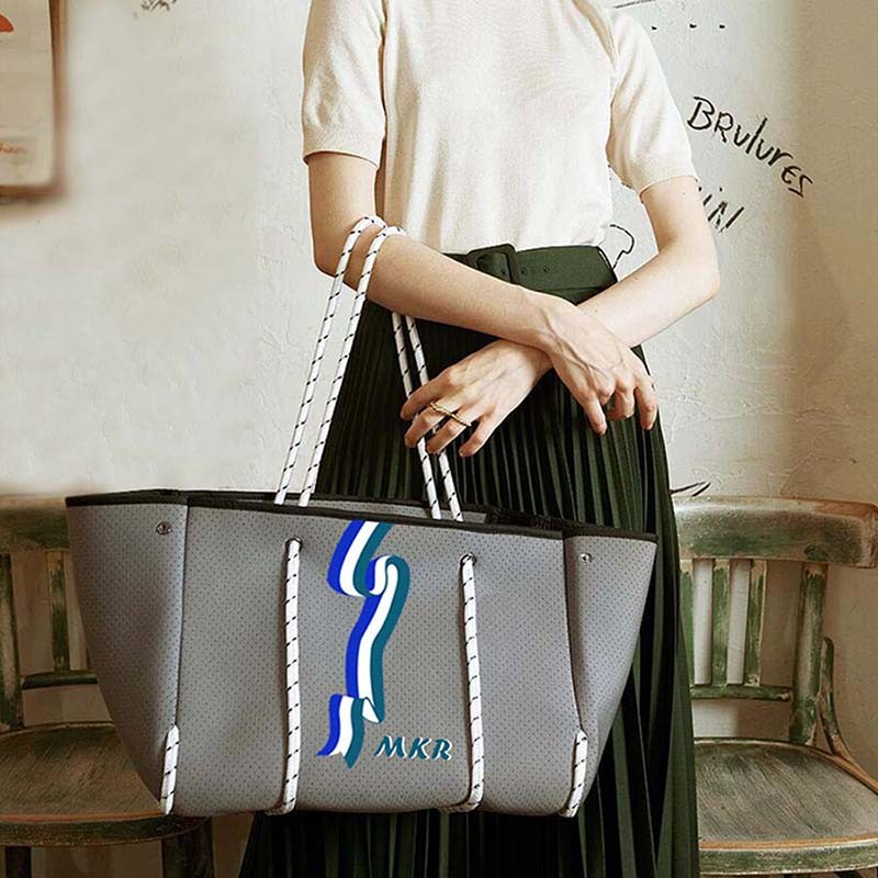 Spring Summer Personalized Customization Women Shoulder Bag Large Capacity Neoprene Tote Handbag Tourism Leisure Beach Bag