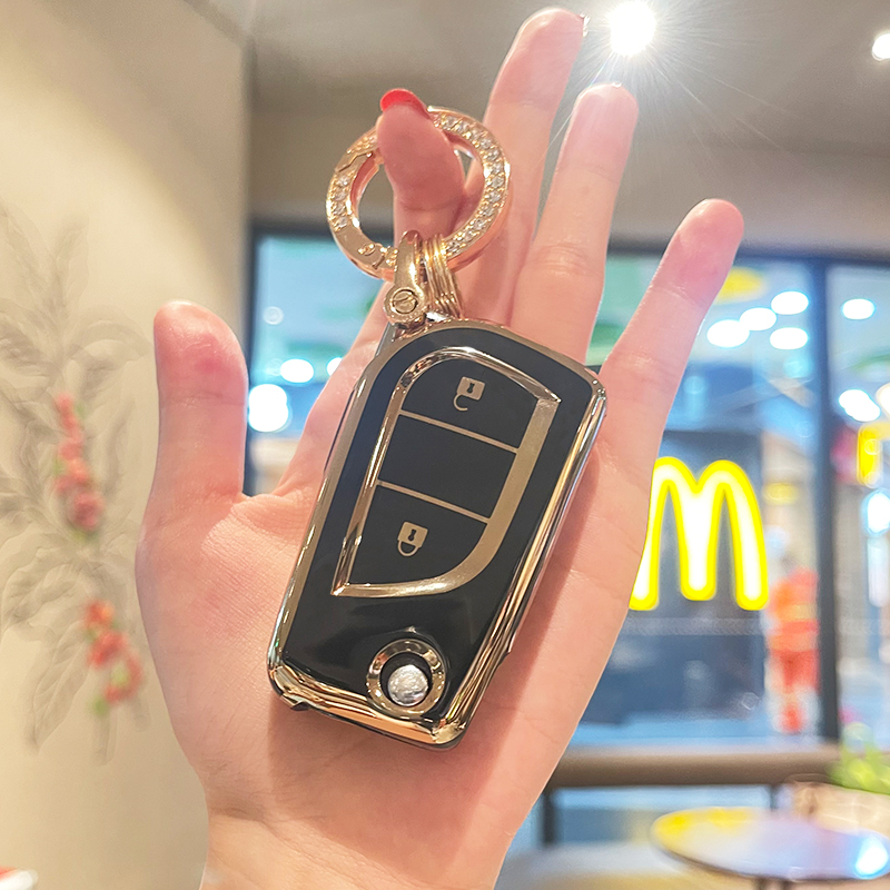 2 Buttons TPU Smart Car Key Case Cover Shell for Toyota Yaris Rav 4 2016 2017 for PEUGEOT 108 Holder Rebble Ring Car Keychain