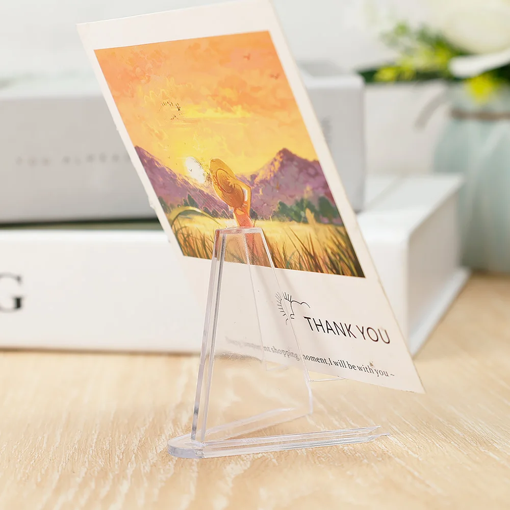 1-10Pcs Mini Acrylic Display Stand Transparent Triangle Commemorative Coin Photo iDol Card Holder Clear Display Rack Holders