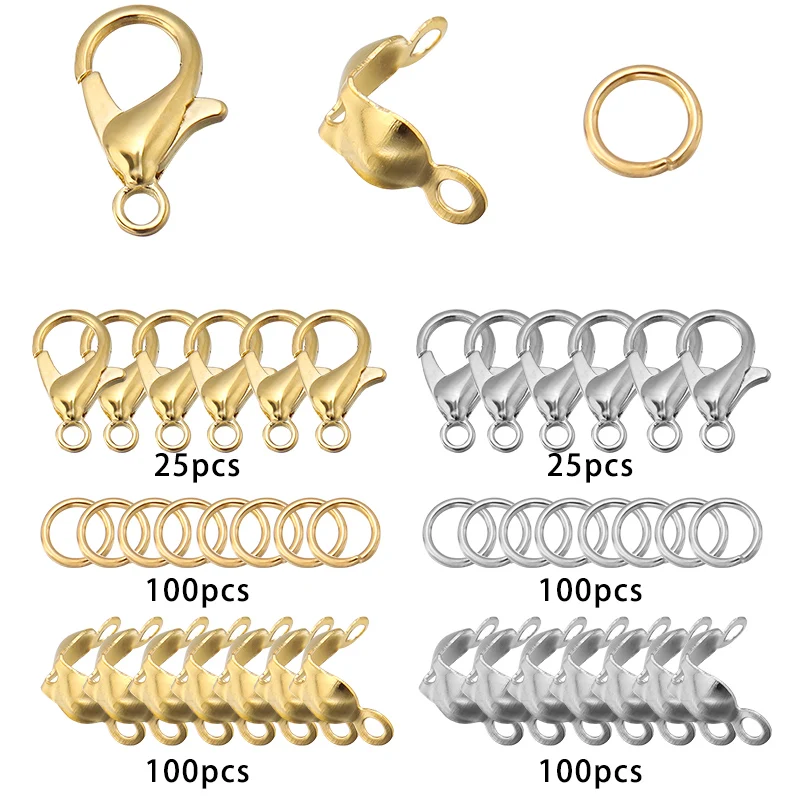 450pcs/Box Lobster Clasp Open Jump Rings End Crimps Beads Box Sets Jewelry Making Kits Handmade Bracelet Necklace Findings