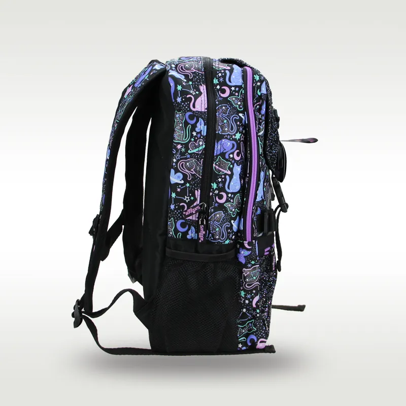 Australia Smiggle Original High Quality Children's School Bag Kawaii Girls Backpack Beautiful Black Starry Cat 18 Inch Kids Bags