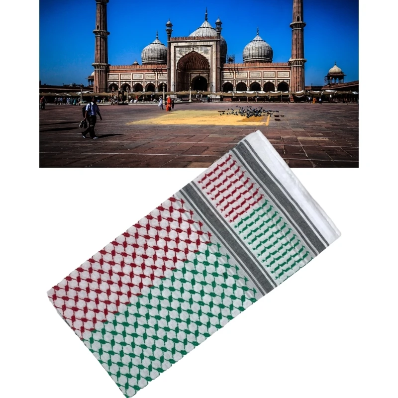 Shemagh Desert Scarf Geometric Jacquard Arab Keffiyeh Turban Shawl Wrap Square Scarves Bandana Head Wraps for Men