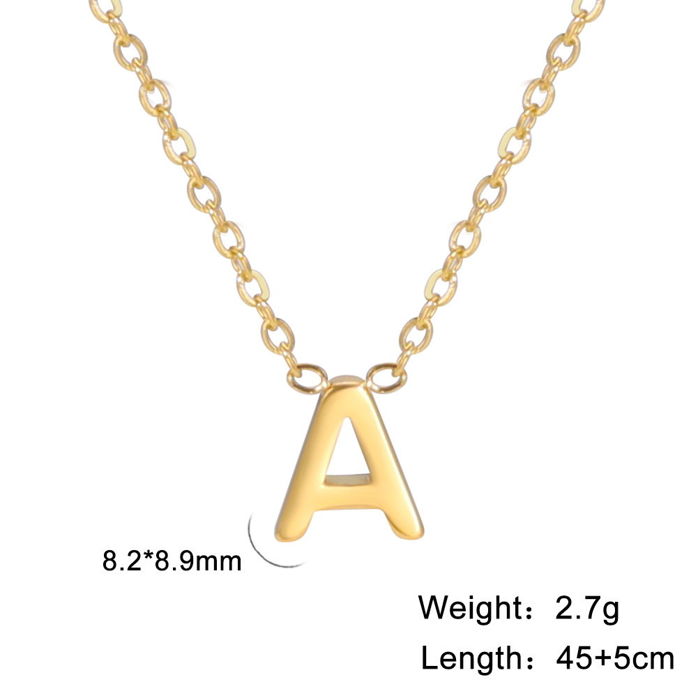 18K Real Gold Plated Stainless Steel Alphabet Pendent Necklace Lovers Couple Initial English Leter Necklaces for Women Bride Party Birthday Wedding Je